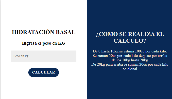 Sitio Web para calcular la hidratacion basal